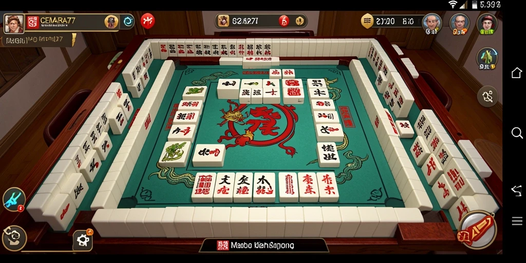 Tampilan gameplay CEMARA77 yang menarik dengan batu Mahjong berwarna-warni.