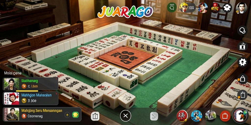 Tampilan gameplay JUARAGO yang mendebarkan dalam permainan Mahjong.